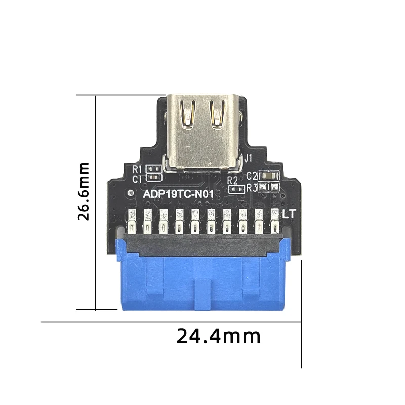 محول 19pin إلى Type C محول 19 دبوس رأس داخلي إلى USB 3.1/3.2 نوع C محول 10Gbps للكمبيوتر المكتبي اللوحة الأم موصل Riser