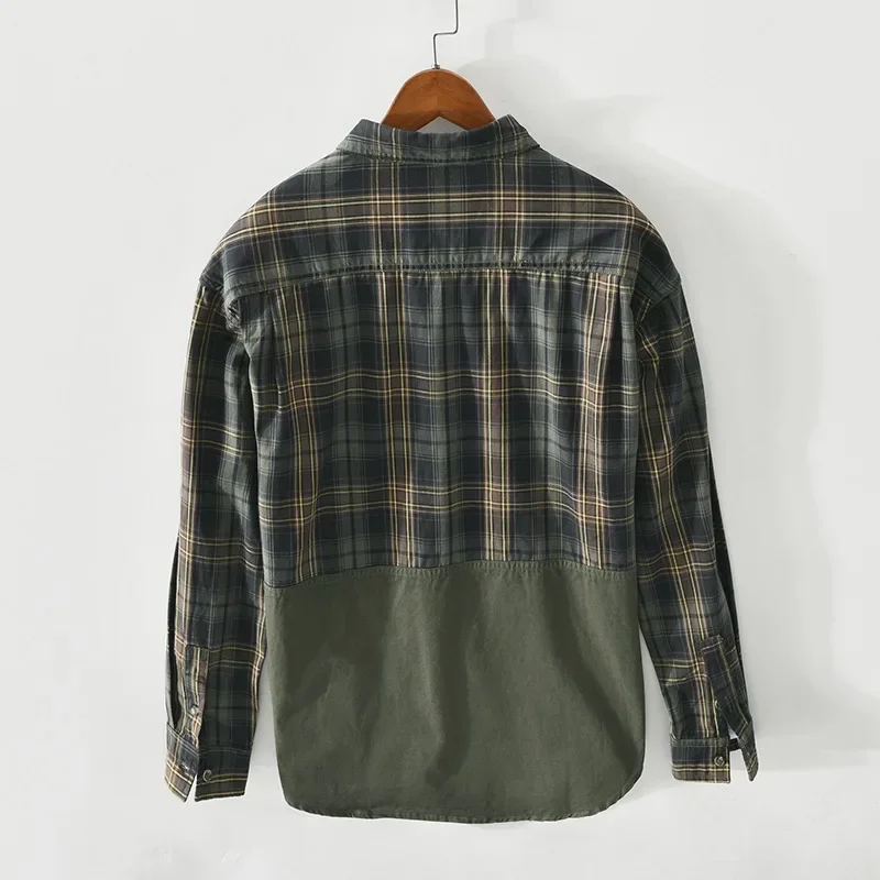 

Classic Men's Business Shirt Fashion Slim Plaid Two Pockets Lapel Long-sleeved Spring Autumn Men Casual 2023 New Clothing
