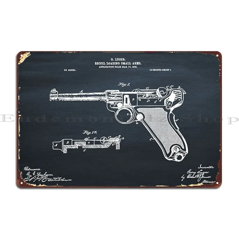 1904 Luger Pistol Metal Plaque Poster Decoration Wall Decor Designing Cinema Cinema Tin Sign Poster