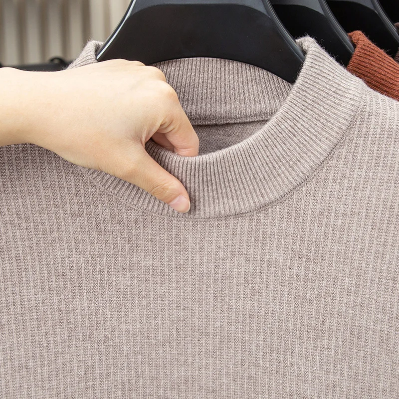 

Men's Thickened Jacquard Knit Sweater Mid-Rise Wool Sweater for Autumn and Winter 2025 Youth Layering T-Shirt