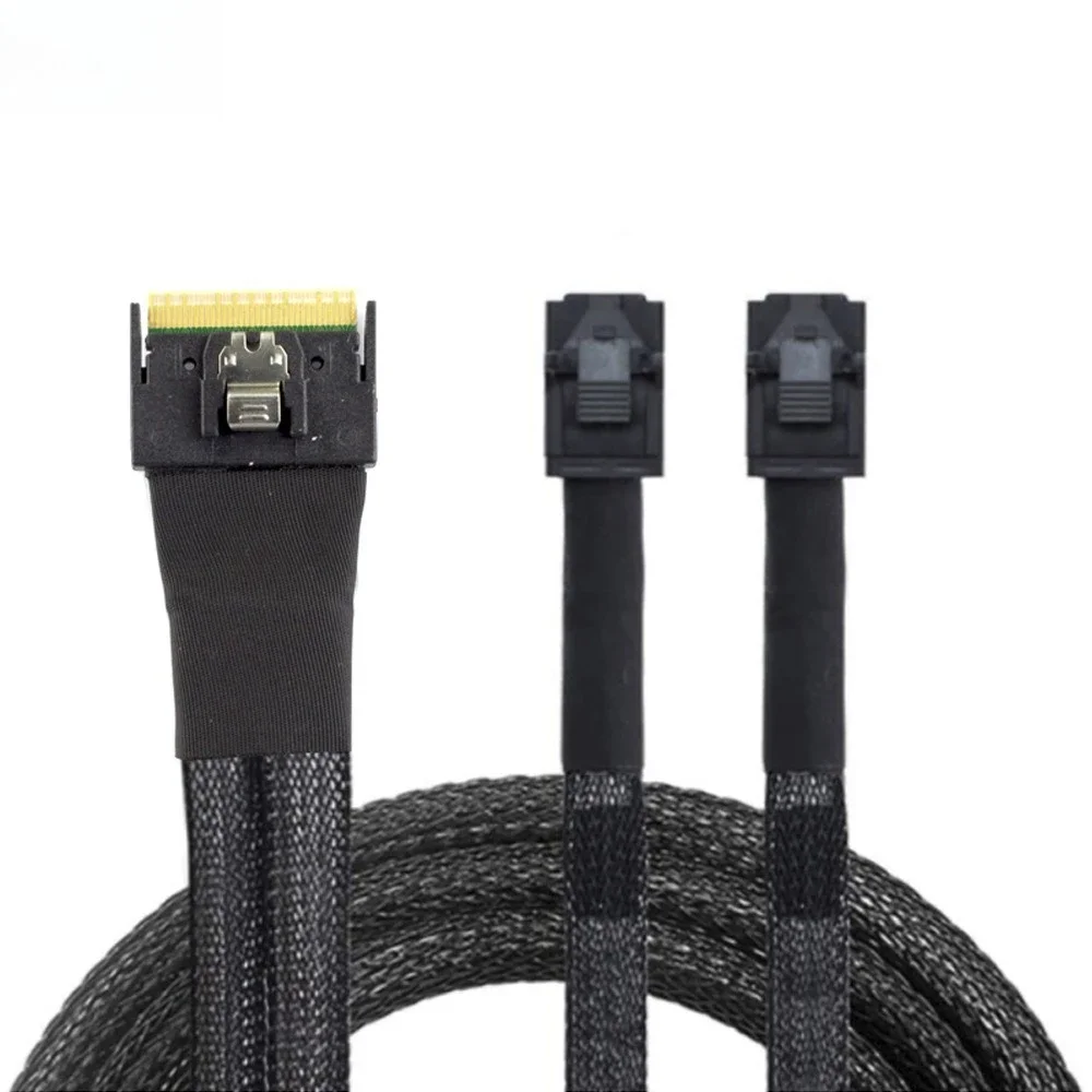 ADT-Link MINI Slim SAS SFF-8654 Anti-skew Plug 8i 4.0 To SAS HD 8643 * 2 Server Extension Cable Length Optional 0.5M 0.8M 1M