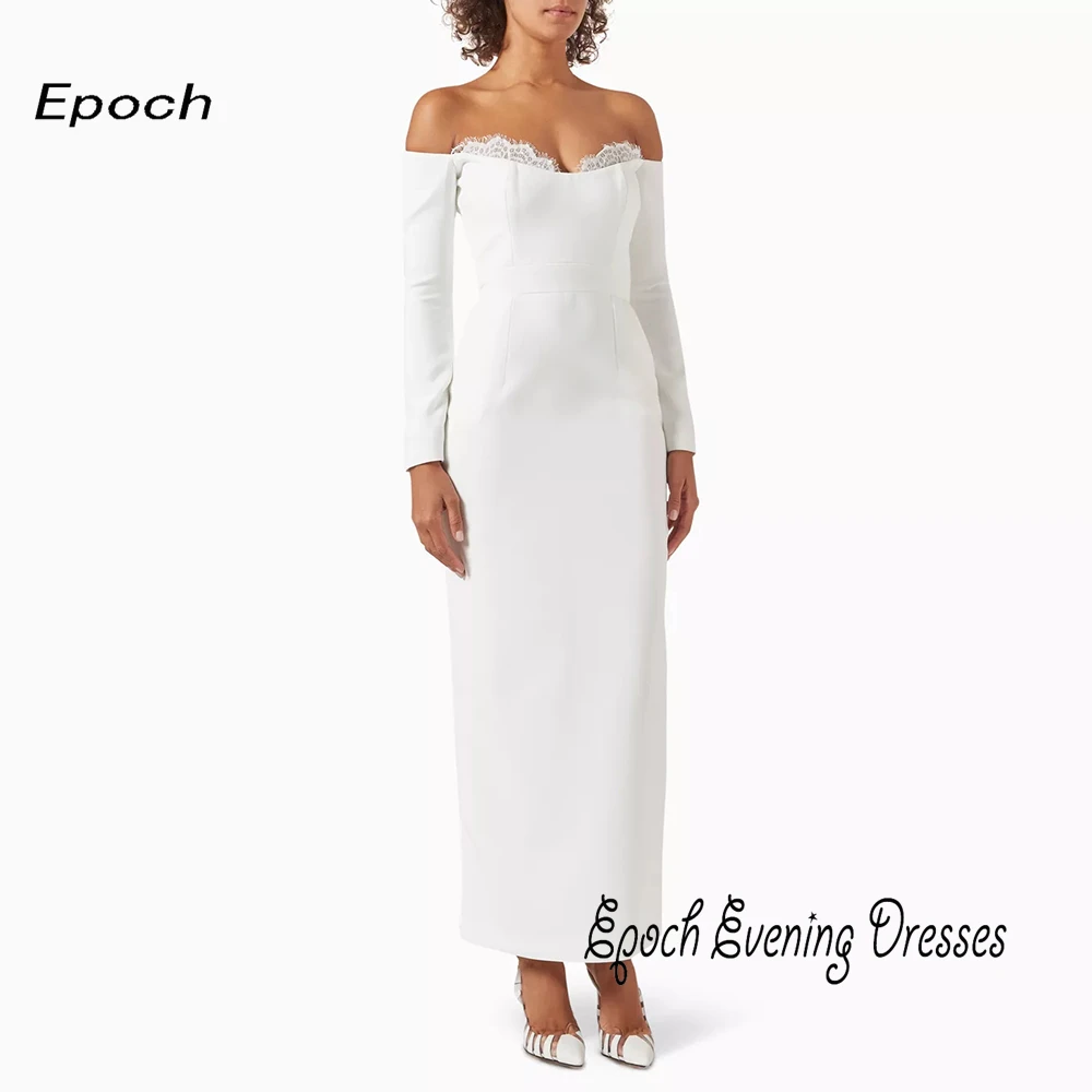 

Epoch Crepe Evening Dresses فساتين مناسبة رسمية Elegant Off Shoulder Lace Straight Cocktail Party Prom Gowns Vestidos De Fiesta