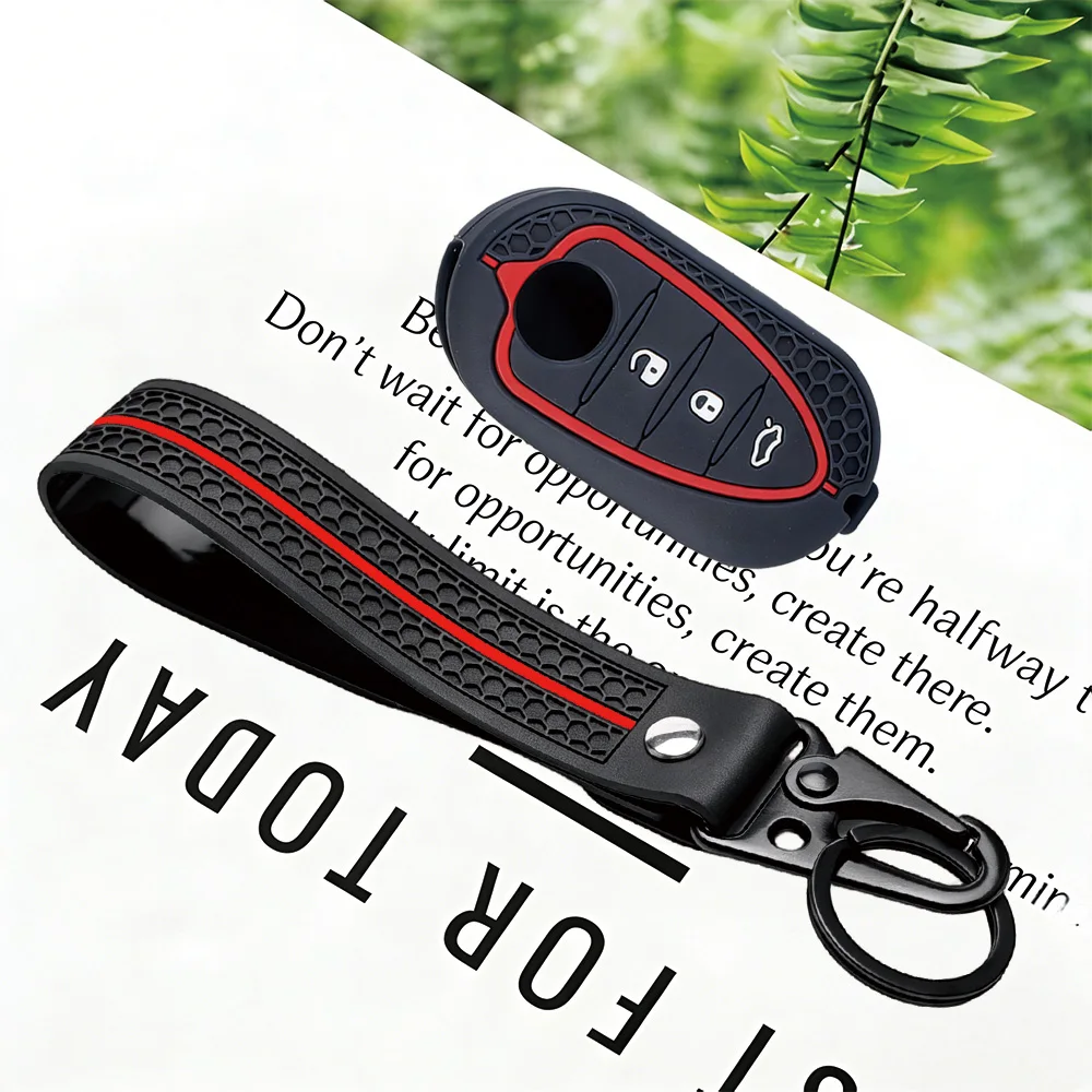 Honeycomb Soft‑Touch Silicone Fob Cover With Keychain for Alfa Romeo Giulietta MiTo Junior 4C 159 GTO GTA Car Remote