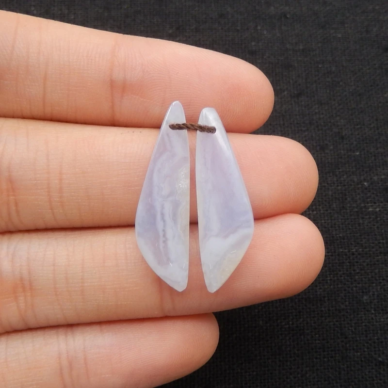 B & F الطبيعية الأزرق الدانتيل العقيق الكتلة أقراط الخرز 27x8x3 مللي متر 2.2 جرام اليدوية صنع المجوهرات الحجارة لوازم