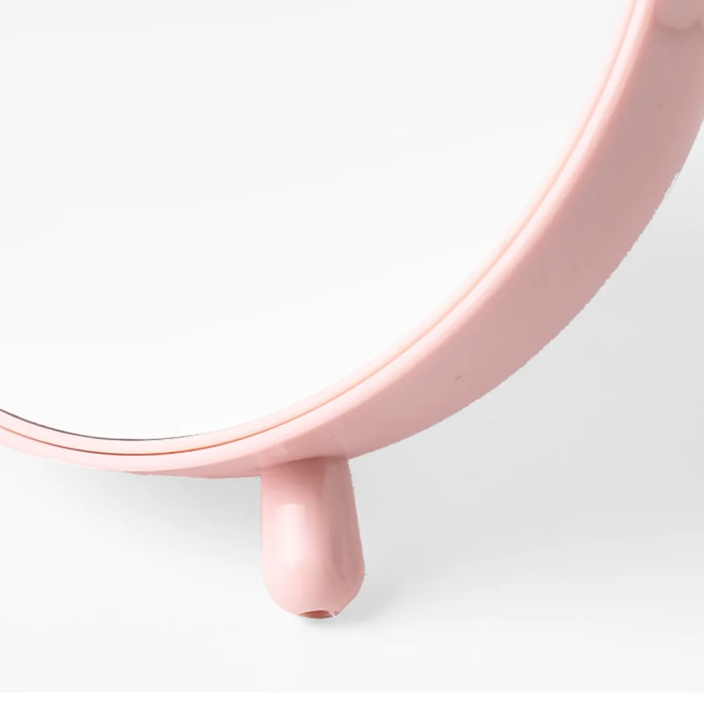 

Elegant Nordic Desktop Mirror Pink Round Design with Storage Box and Triangle Kickstand Perfect Gift for Her Nordic Mirror
