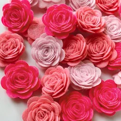 24Pcs Gradient Color Artificial Felt Rose Flower DIY Handmade Craft Material Tools for Bow Headband Applique Sewing Accessories