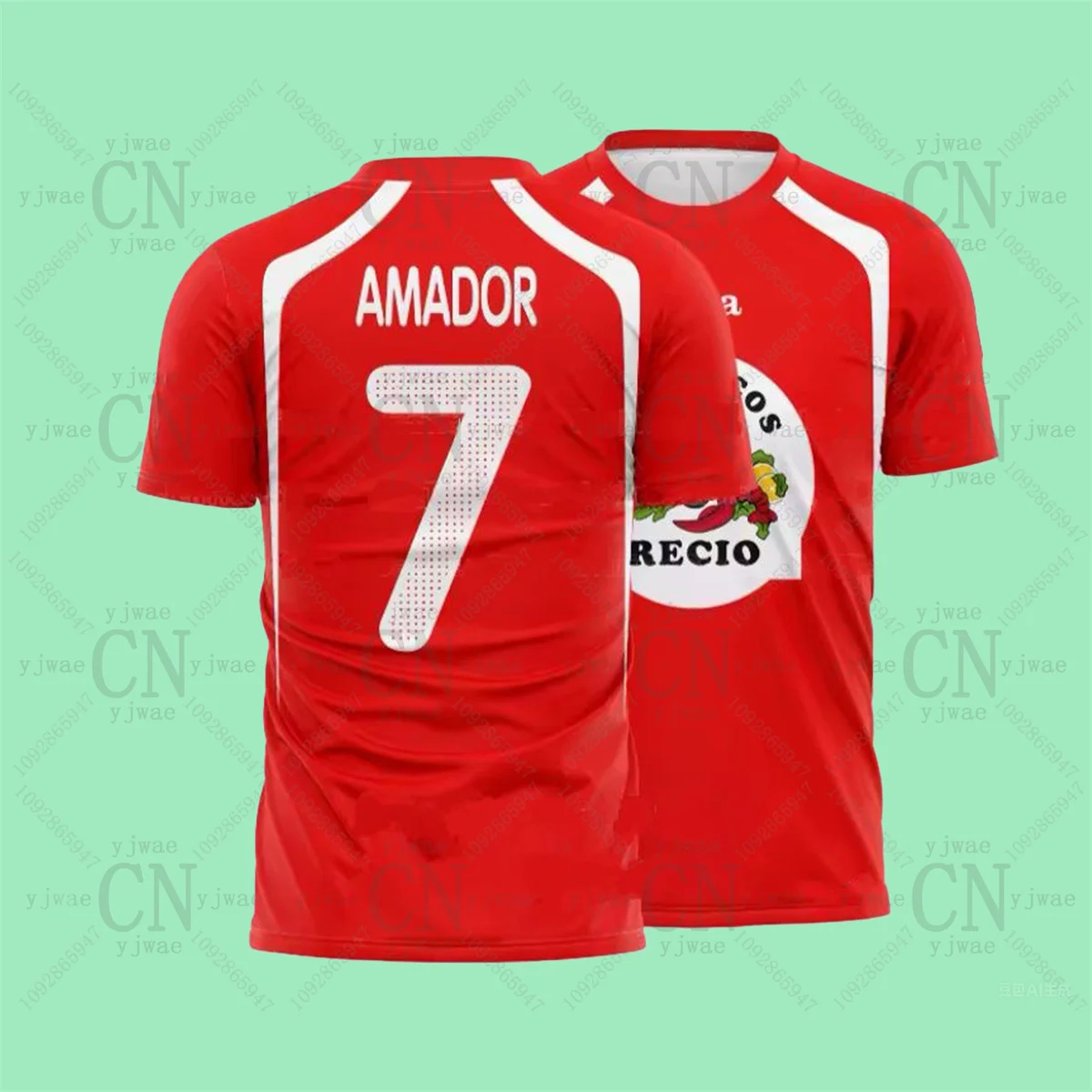 Amador & Vicente & Recio قمصان كرة القدم المأكولات البحرية الروبيان Recio تي شيرت مطبوع التجفيف السريع ملابس رياضية الصيف الرجال والنساء تي شيرت #1