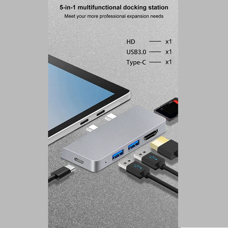 HUB For Pro 8 USB C Hub, 4K -Compatible Adapter+2 USB 3.0 Reader SD/TF Card Reader Adapter for Pro 8