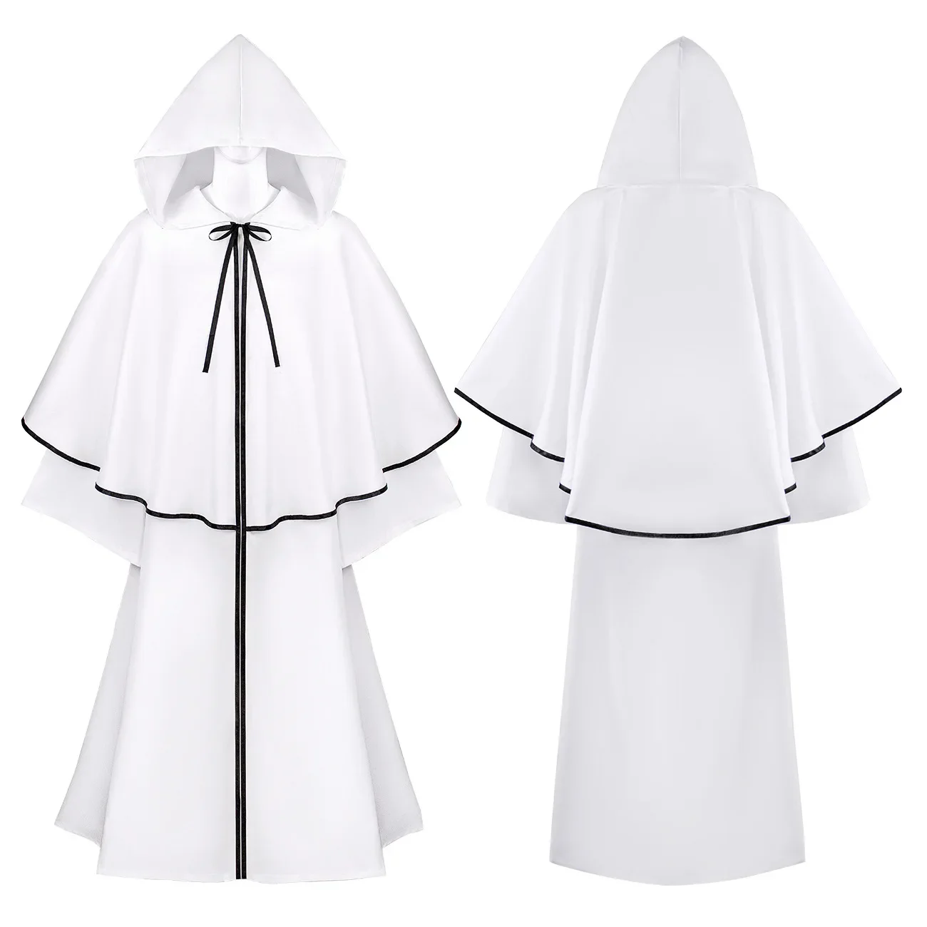 Halloween Medieval Monk Robe Cloak Renaissance Priest Role-playing Costume Wizard Dress Cloak Robe Monk Hooded Cloak Performance