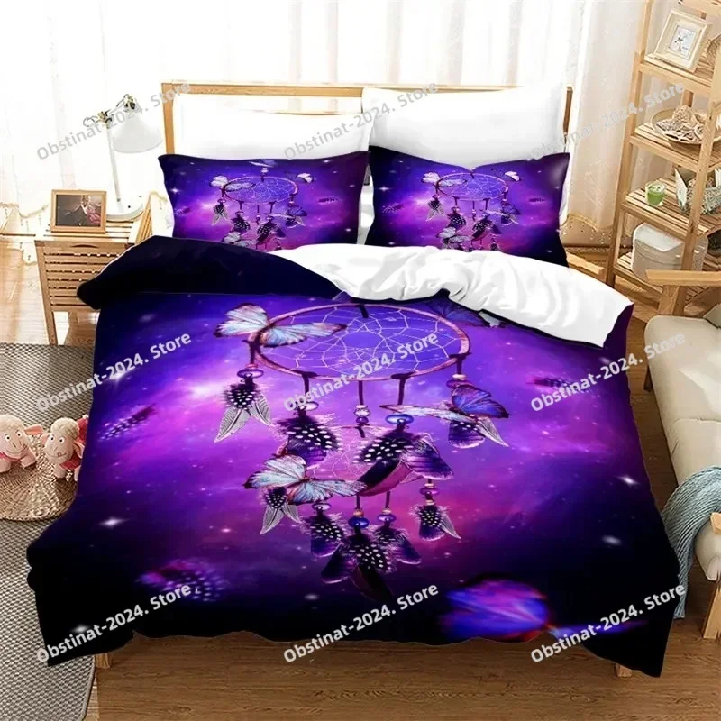 Dreamcatcher Bohemia Mandala Feathers 3D Print Comforter Bedding Set,Duvet Cover Bed Set Quilt Cover Pillowcase,King Queen Size