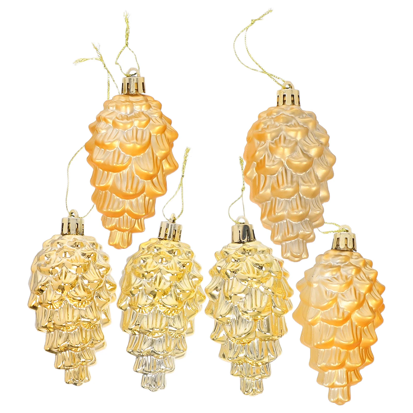 

6pcs Electroplated Pine Cone Ornaments Vintage Christmas Decorative Hanging Pendants For Xmas Tree Holiday Winter Festive Decor