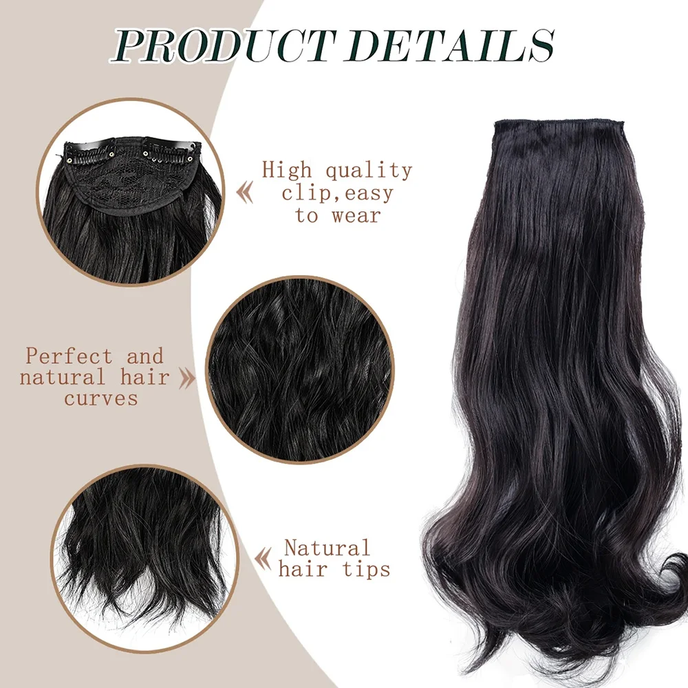 Clipe sintético em extensões de cabelo para mulheres, onda profunda invisível, peruca encaracolada, desgaste diário, 3 peças por conjunto