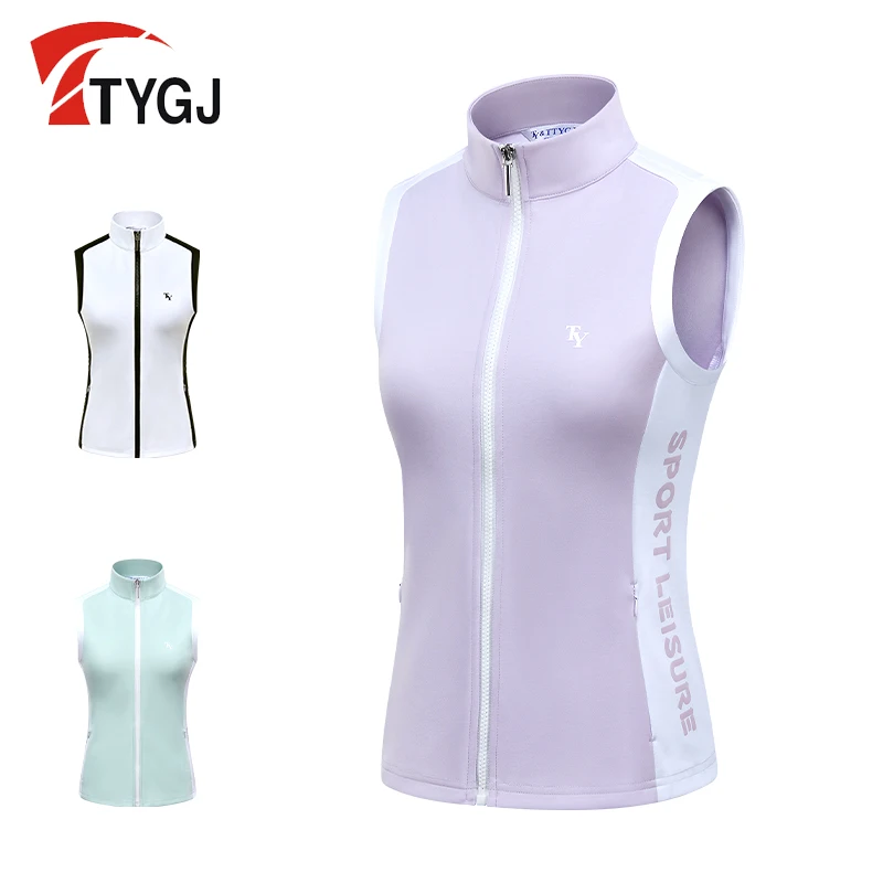 

TTYGJ Golf Vest Women's Autumn Comfortable Windproof Slim Fit Stand Up Collar Zipper Sleeveless Breathable Lightweight Top