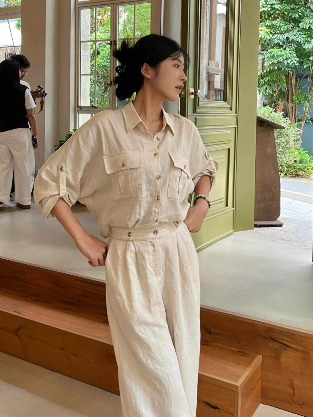

Ele Linen Onesie for Women Spring Summer New Sle Unique Charms l Linen Color Overall Jumpsuit Casual Faion