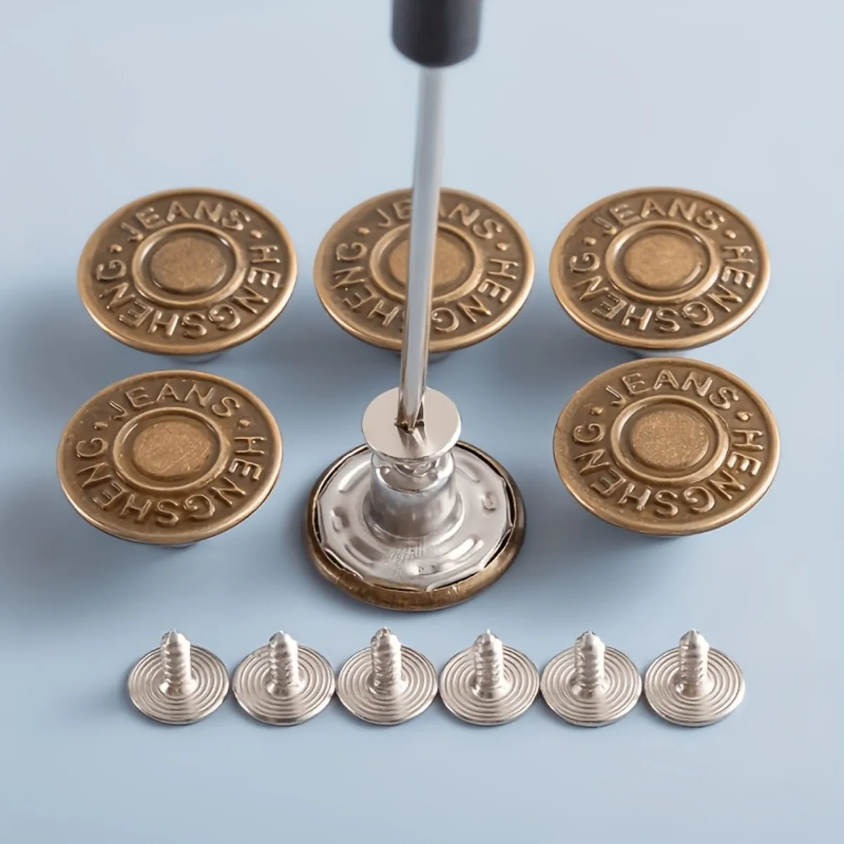10pcs adjustable seamless metal buttons, easy to install jeans waistband tightening clothing repair and replacement accessories