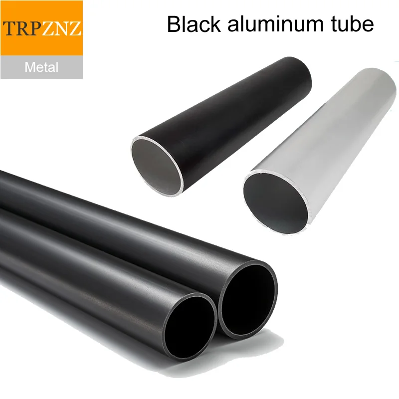 Tubo de aluminio de color negro, diámetro exterior de 6mm a 30mm, recto, duro, pintado, tolerancia de superficie de 0,3mm