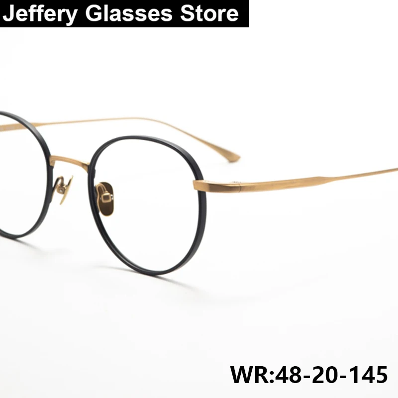 

Japanese Handmade Oval Glasses Frame Men Women Vintage Pure Titanium Eyeglasses Fashion Ultralight Black Gold Spectacles Gafa