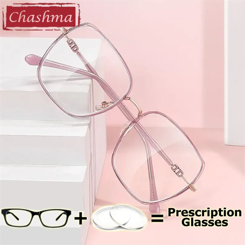 

Women Glitter Glasses Prescription Lenses Myopia Big Circle Fashion Spectacle Computer Anti Blue Ray Durable Multifocal Glasses