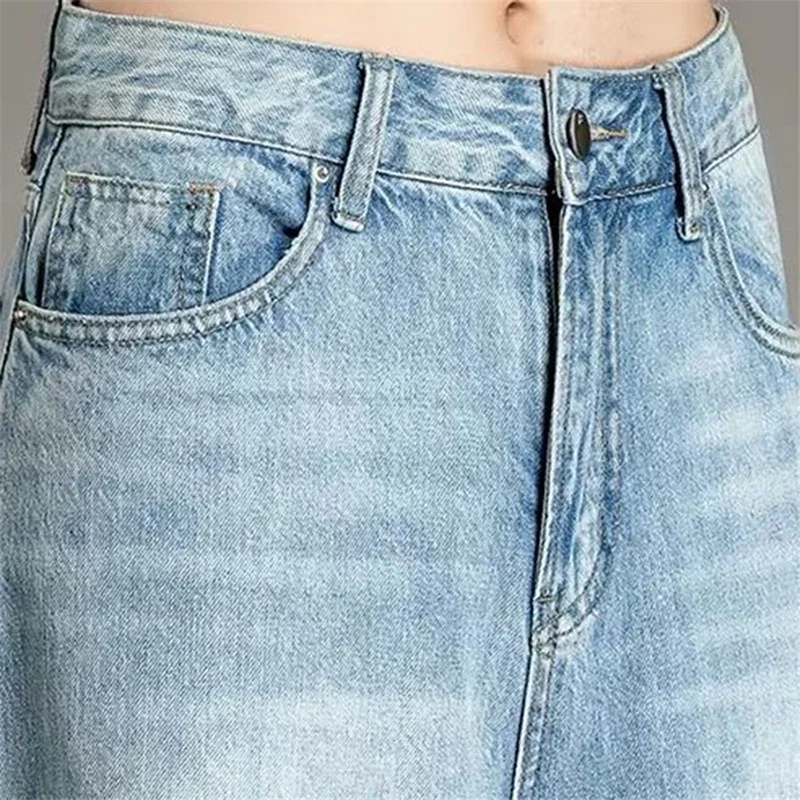 Super Loose Culotte Wash Vintage Wide Leg Jeans Women Design Oversize High Waist Denim Pantalones 95cm Korean Baggy Skirt Pants