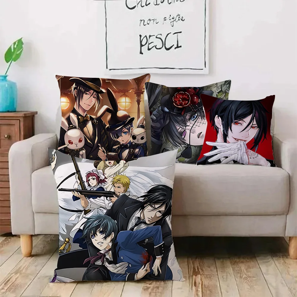 Anime Manga Black Butler Pillow Covers Cartoon Sofa Decorative Home Double-sided Printing Short Plush Cute Cushion Cover