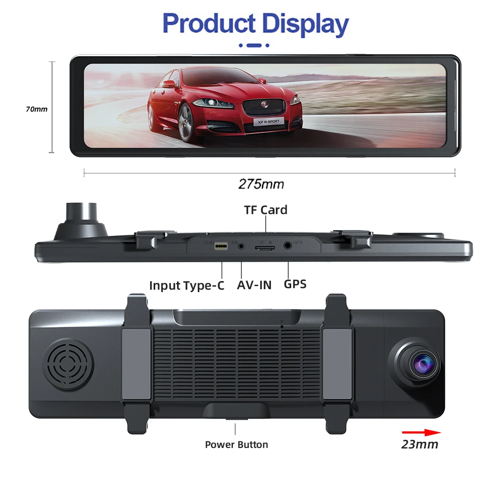 4K Car DVR 12 Inches 3840*2160P Dash Cam Rear View Mirror Car DVR Dash Cam Dashcam Video recorder Camera Rear View Black box