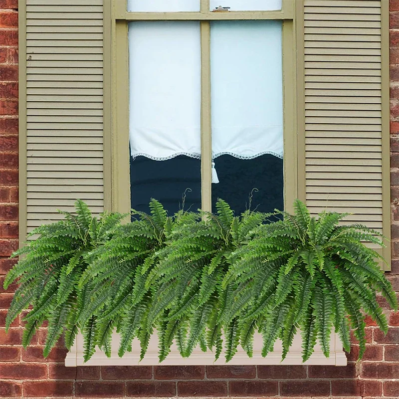 1 Stück Künstlicher Boston-Farn 60CM Kunstpflanze für Heim-Deko Garten Hochzeitsdekoration Outdoor Topfpflanze Veranda-Deko – Detail 8