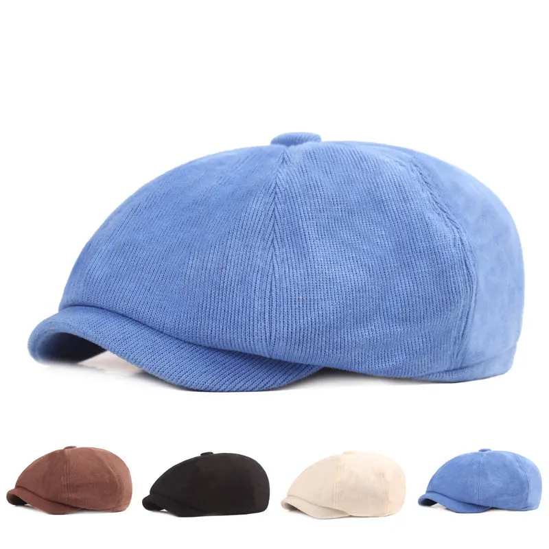 2024 Autumn and Winter Cotton Solid Newsboy Caps Men Flat Peaked Cap Women Painter Beret Hats 105