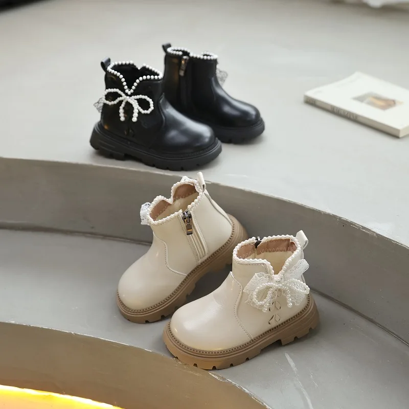 

Новые модные детские ботильоны для девочек, повседневные ботинки принцессы на платформе с милым бантом для свадебной вечеринки, детское платье, кожаные сапоги