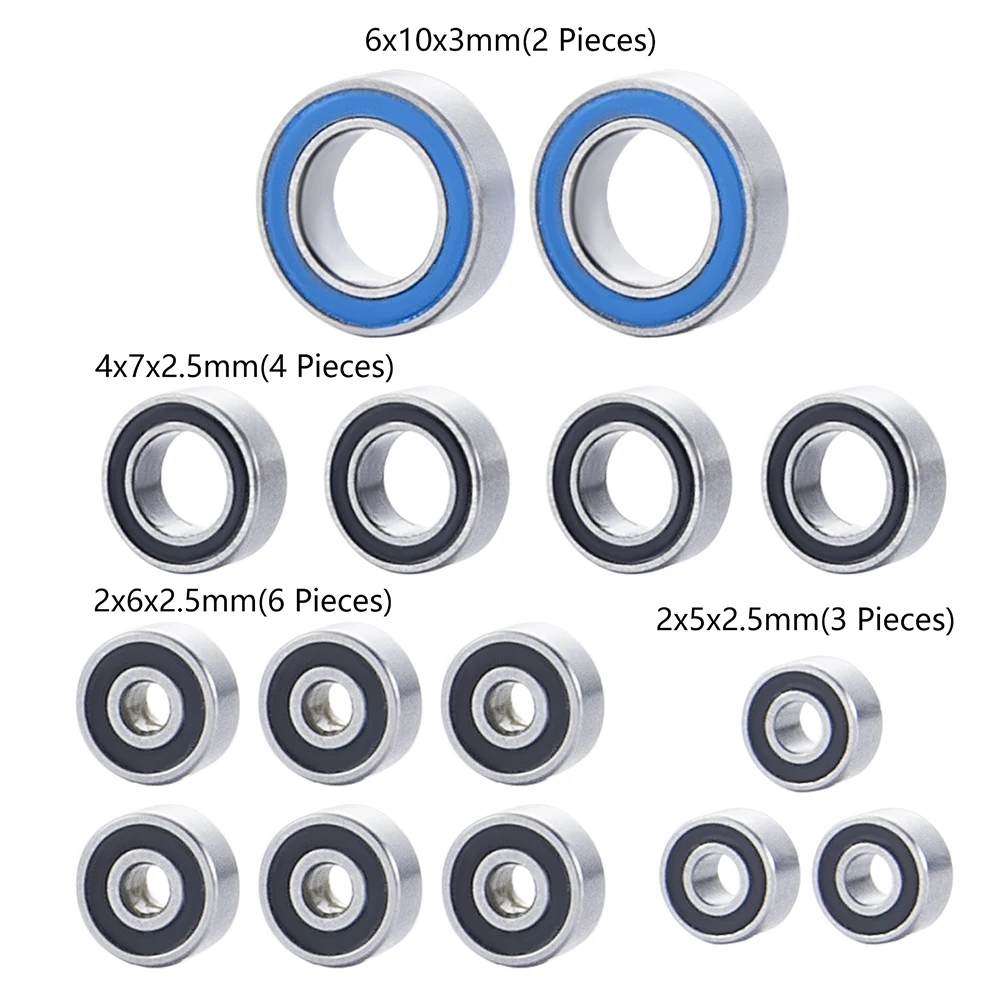 MIBIDAO 15Pcs Wheel Hub Ball Bearings Chrome Steel Metric Rubber Sealed For Kyosho Mini-Z AWD MA020 1/28 RC Crawler Car