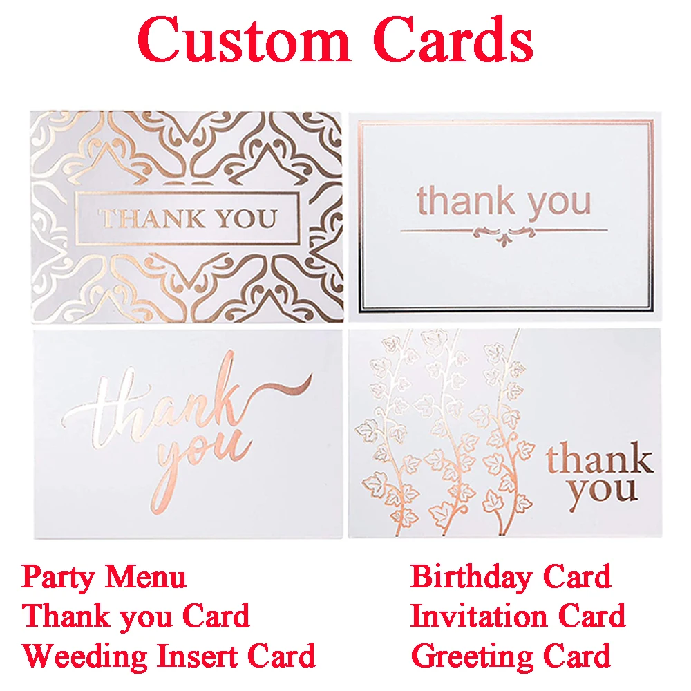 Custom Thank you Cards Business Any Size Material Your Logo Design Text for Promotion Advertise Party Invitation Greeting Cards