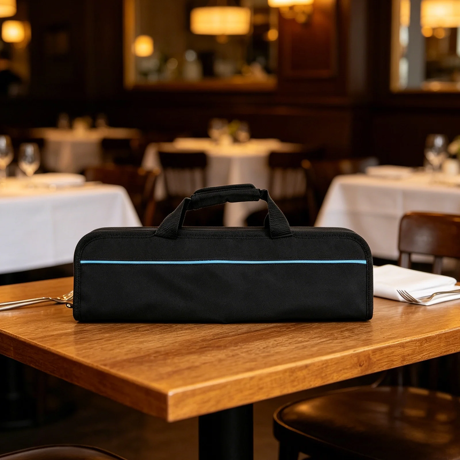 Oxford Cloth Storage Bag for Chef Tools Multiple Slots for Organization Double Zipper Closure Adjustable Buckles Easy to Carry