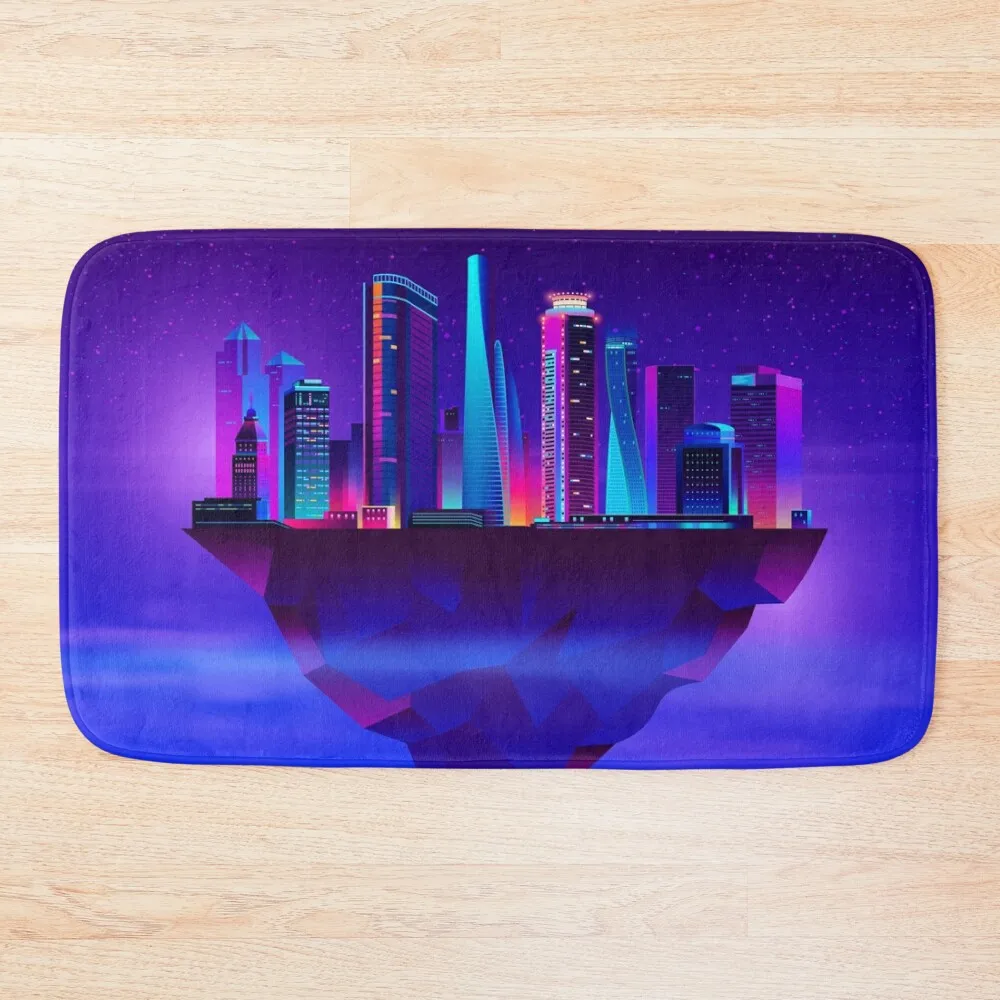 

Synthwave Neon City Bath Mat Non-Slip And Washable Kitchen DoorEntrance Door Kitchen Rug Mat