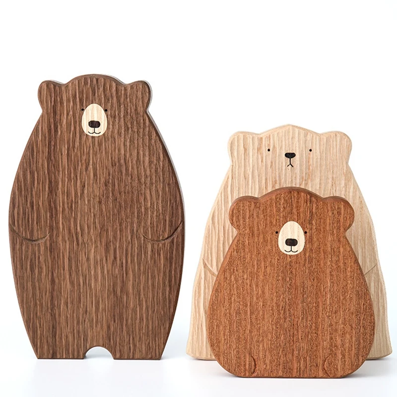 Wooden Board Cutting Board Cute Bear-Shaped Bread Tray Black Walnut Kitchen Board