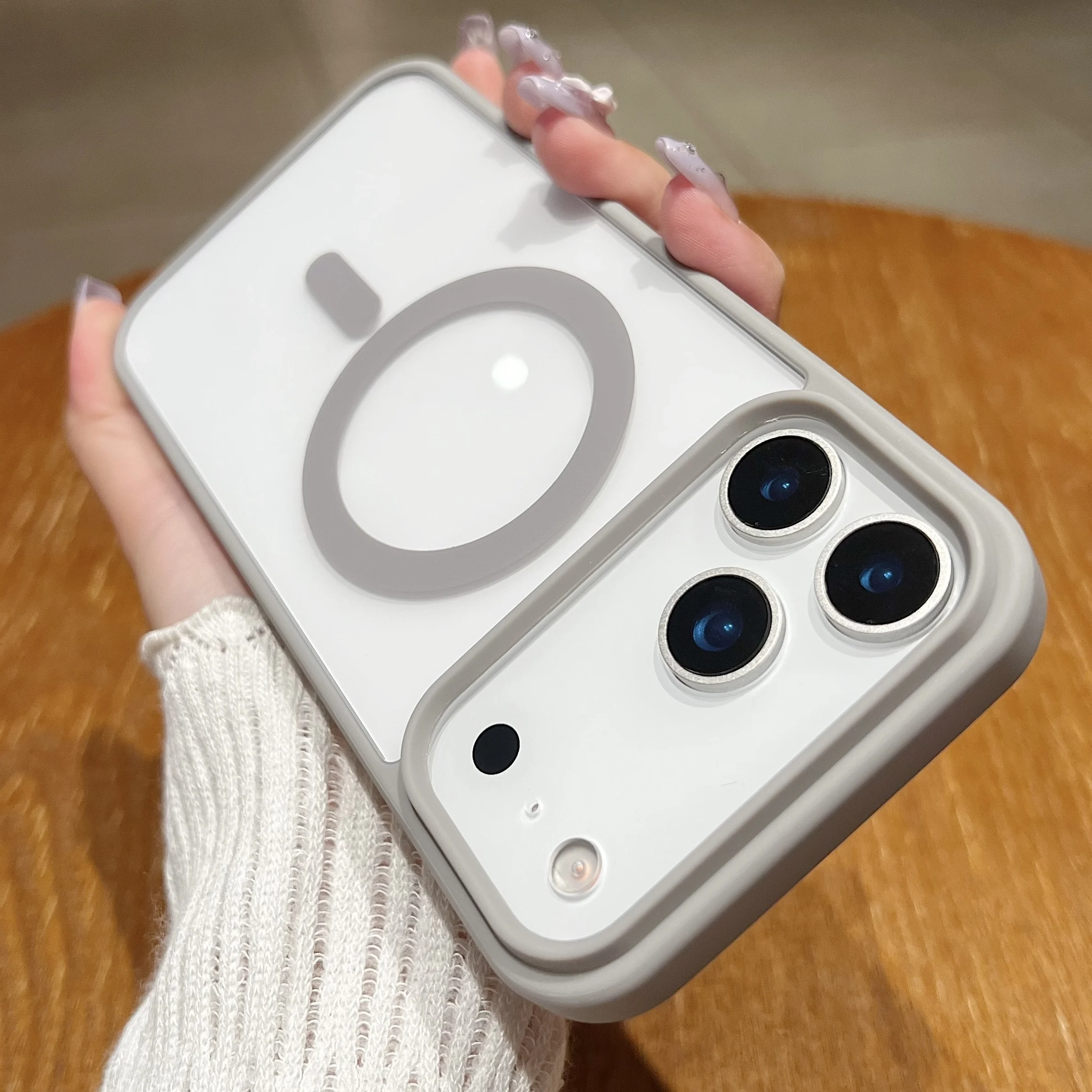 Funda de carga inalámbrica magnética Magsafe de lujo para IPhone 17Air 11 12 1317 Pro Max 14 15 16 Plus cubierta trasera dura transparente