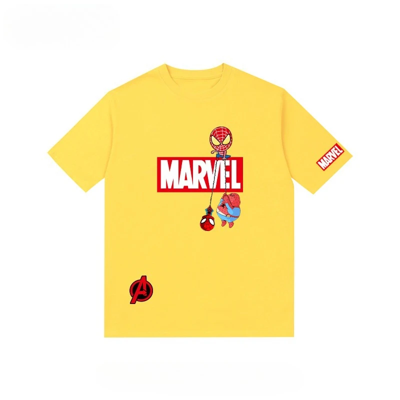 

Pure Cotton Marvel Avengers Cartoon Printed Children's T-shirt Loose Casual Round Neck Parent-child Outfit 2026 Summer New Item