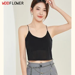 100% Mulberry Silk Women Half Camis Sexy Camisole Padded Bralette Tube Top With Bra Black White Gray M L XL TA046