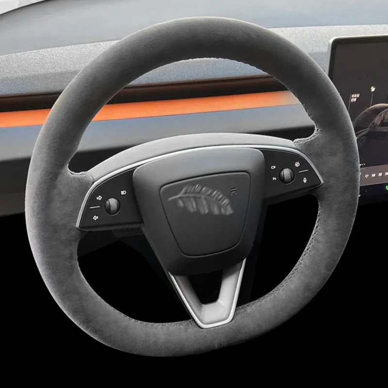 For Newest Tesla Model 3+ Highland 2024 Hand Stitched suede ultrathin anti slip wear resistant car steering wheel cover