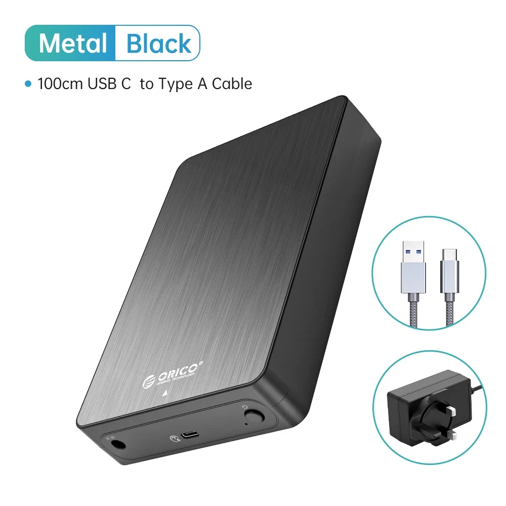 Orico 3.5 "hdd case sata naar usb c 6gbps externe harde schijf case voor 3.5 inch hdd behuizing met 12v power adapter ondersteuning 18tb