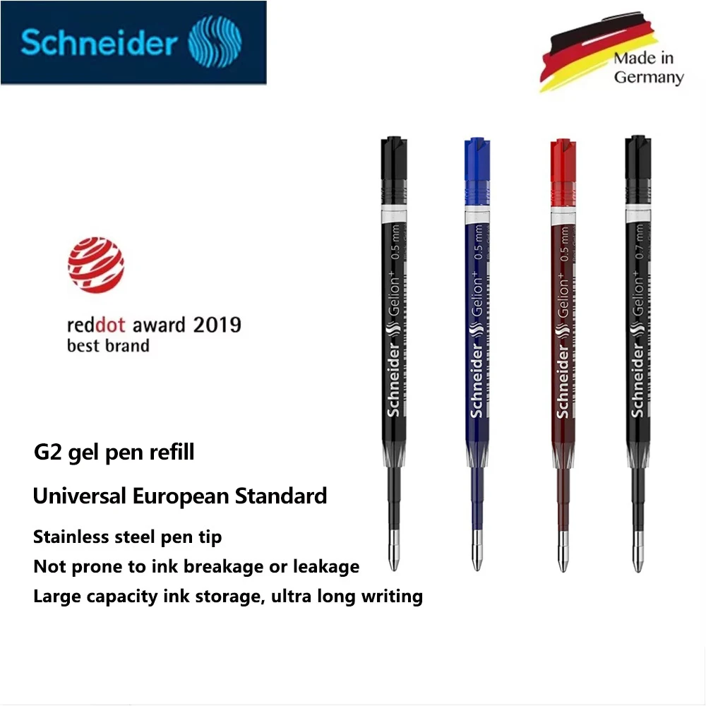 10pcs Schneider G-2 Gelion+ Gel Pen Refills 0.5/0.7mm ISO Format G2 European Standard Office Supplies Back To School Stationery