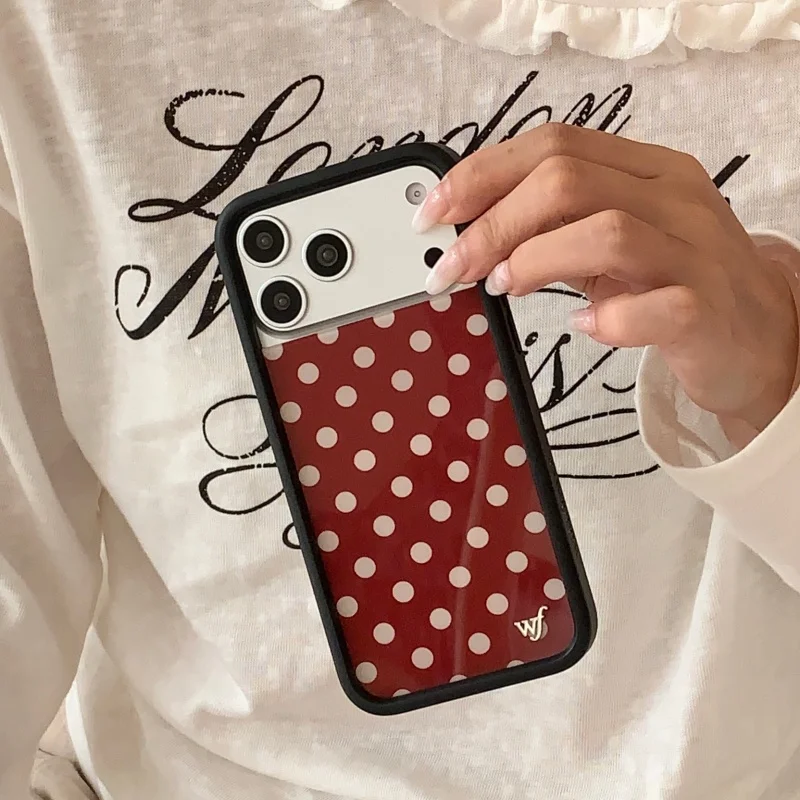 Wildflower ثلاثية الأبعاد أزرق أحمر أبيض منقطة جراب هاتف آيفون 13 12 14 15 16 17 برو ماكس زائد الموسيقية ملاحظة موجة نقطة غطاء #4