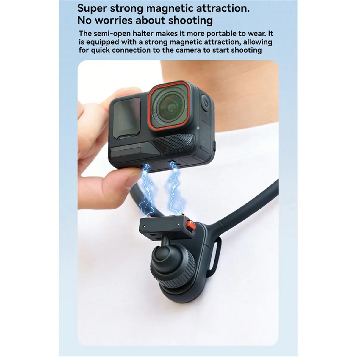Dynamic Neck Support for Action Cameras Magnetic Neck Holder for Insta360 Acepro2/X5 Adjustable Neck Holder for Vlog Travel