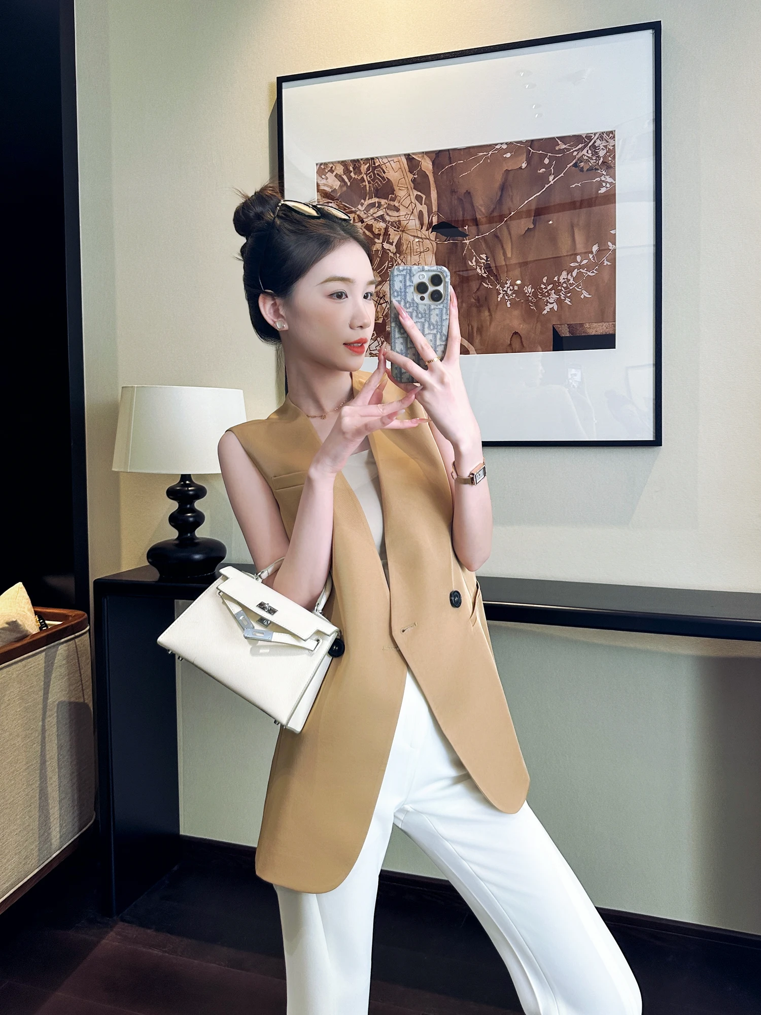 

You See Office Commute Sle Khaki Color lectual Ele Tailored Suit Jaet Women's Vest Faionable Businwear