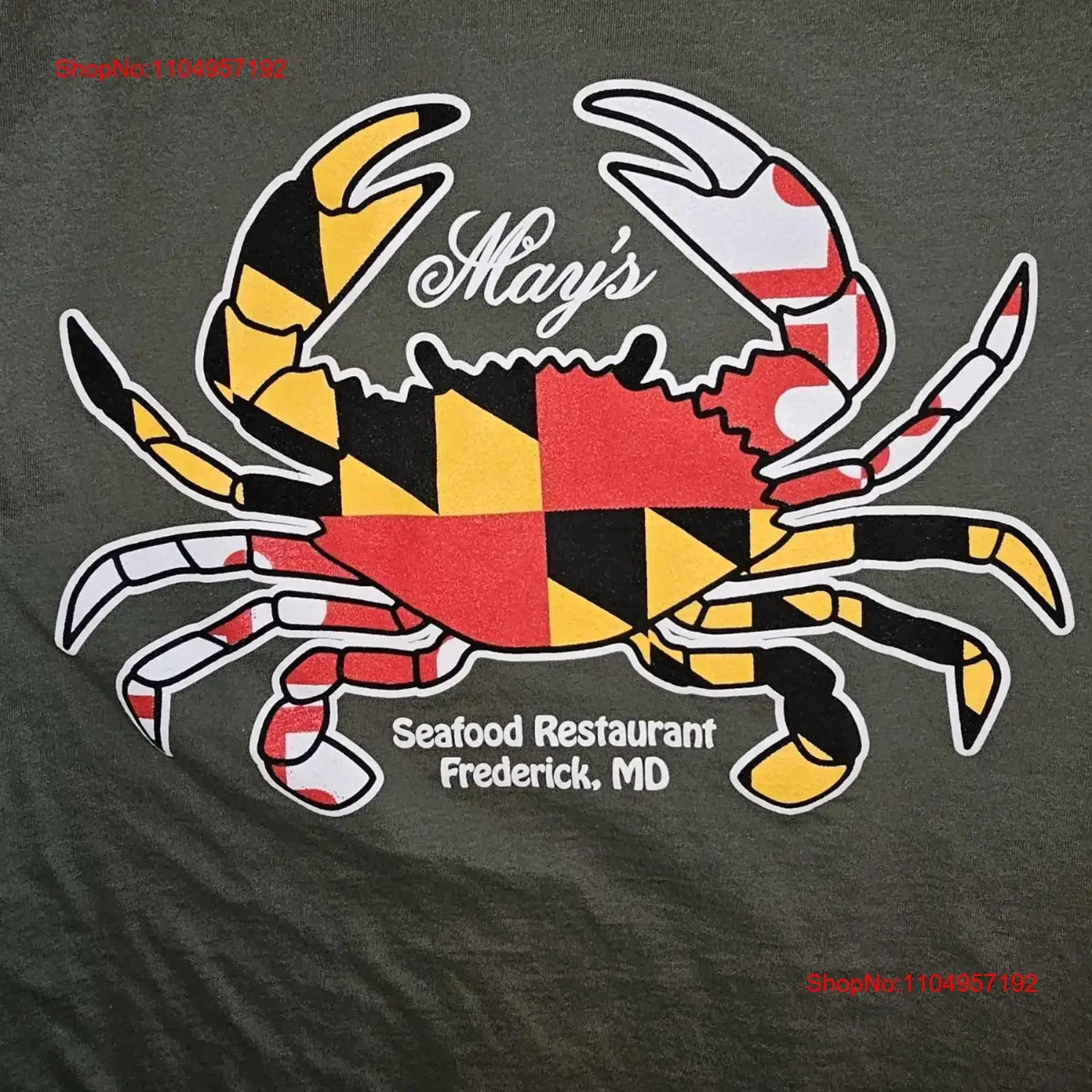 

Мужская футболка Mays Seafood Restaurant Frederick Maryland среднего размера с зеленым логотипом, винтажный потертый топ для повседневной носки, дышащий homme