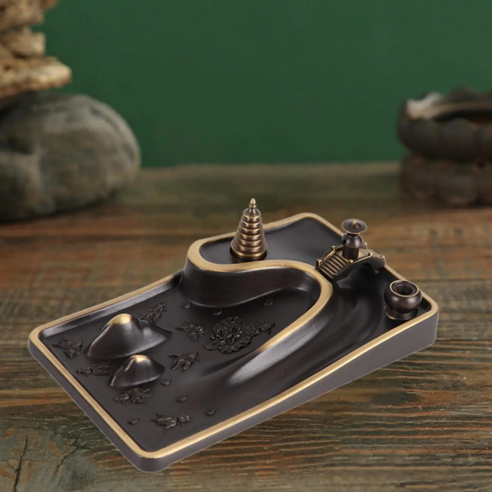 

Incense Holders Solid Bridge Brown Flowing Stream Effect Reversing Flow Base for Aroma Household Home Decoration Indoor Gift