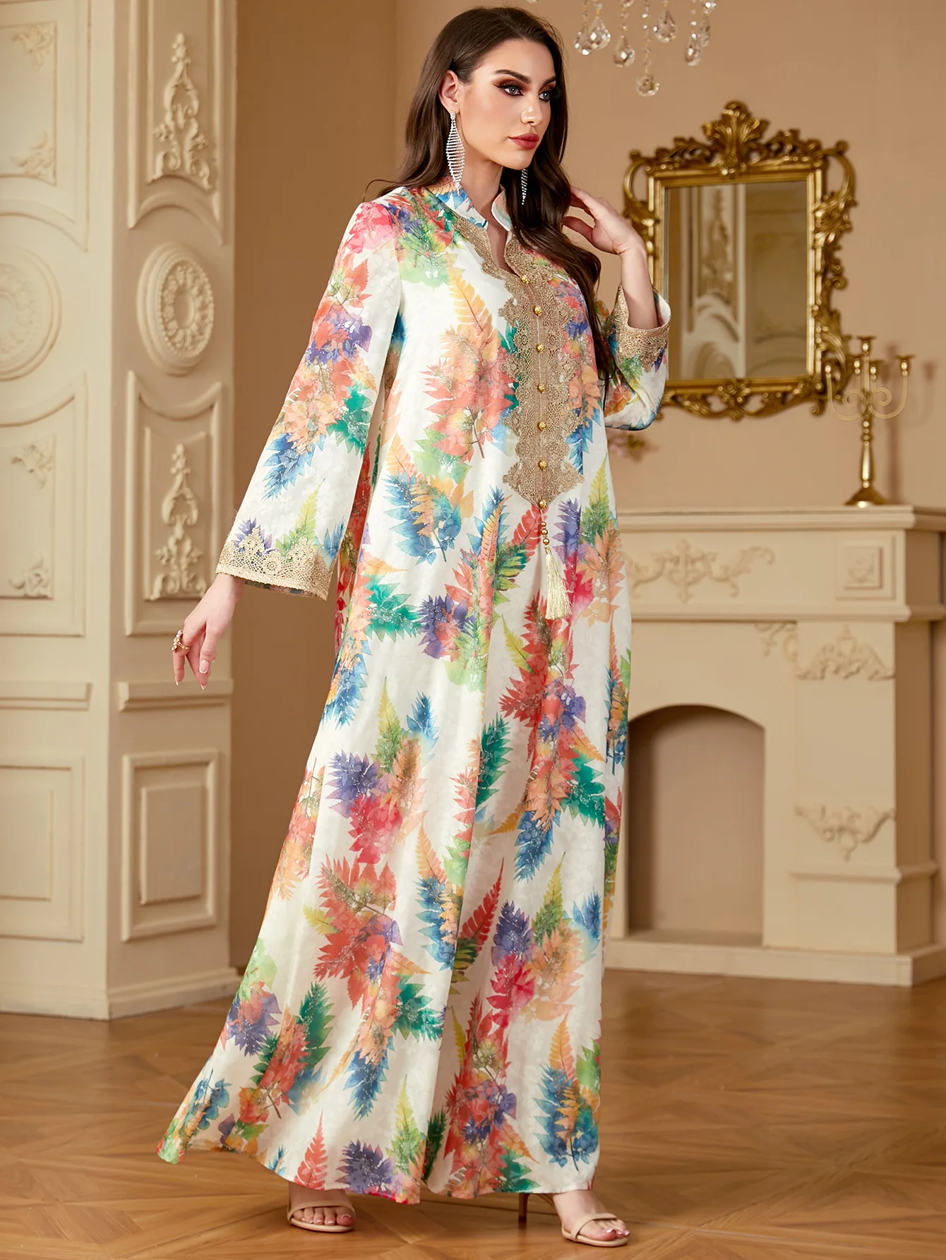 Eid Muslim Dress for Women Ramadan Print Jalabiya Party Long Dresses Abaya Long Robe Morocco Dubai Kaftan Islam Vestidos Largos