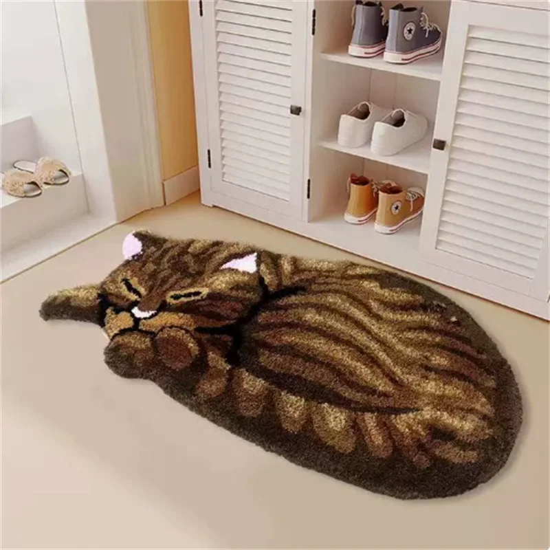 40x120cm Cute Alien Cat Pattern Cashmere-like Pet Plush Mat Soft Bedside Blanket for Living Room Sofa Floor Home Decor