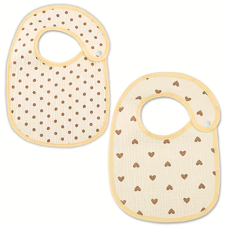 2-Pack Baby Cotton Gauze Bibs, Waterproof with Print 5
