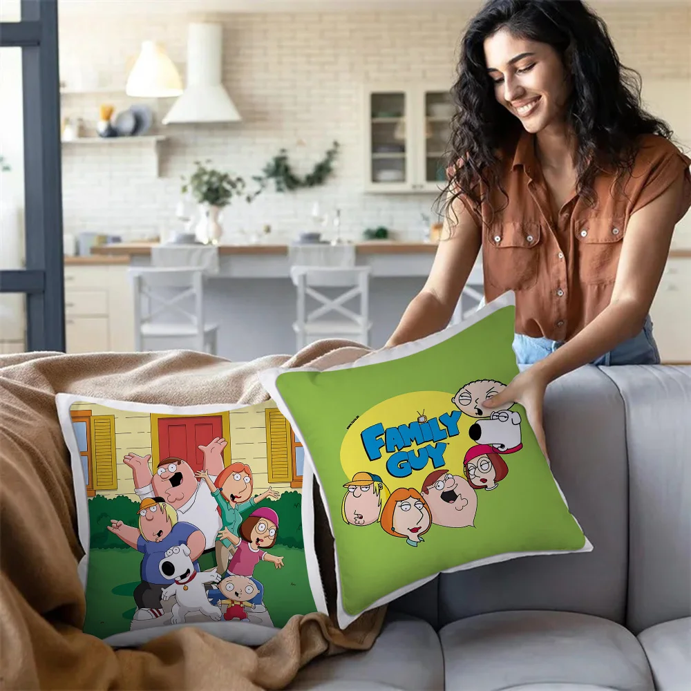 Divertente F-FamilyS G-GuyS fodere per cuscini Cartoon Sofa decorativo casa stampa fronte-retro breve peluche carino fodera per cuscino