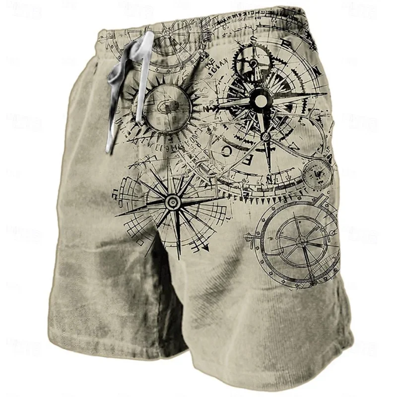 

2026 New Men's Beach Pants Compass 3D Printed Shorts Men's Summer Breathable Shorts Fitness Street Shorts Men's Ropa Hombre