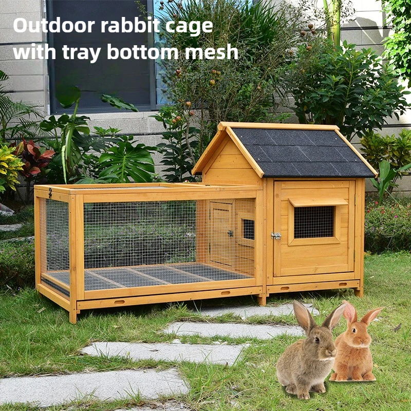 

Outdoor Solid Wood Rabbit Cage Room Hutches Anti-spray Urine Villa Pigeon Chicken Yard Balcony Kindergarten Drawer Pet